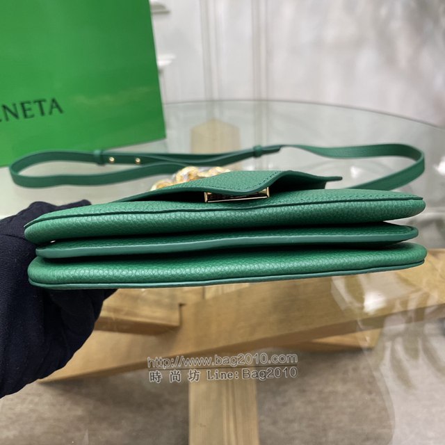 Bottega veneta高端女包 KF0021 寶緹嘉叢林綠荔枝紋肩背女包 BV2021新款V字蓋頭鏈條女包  gxz1336